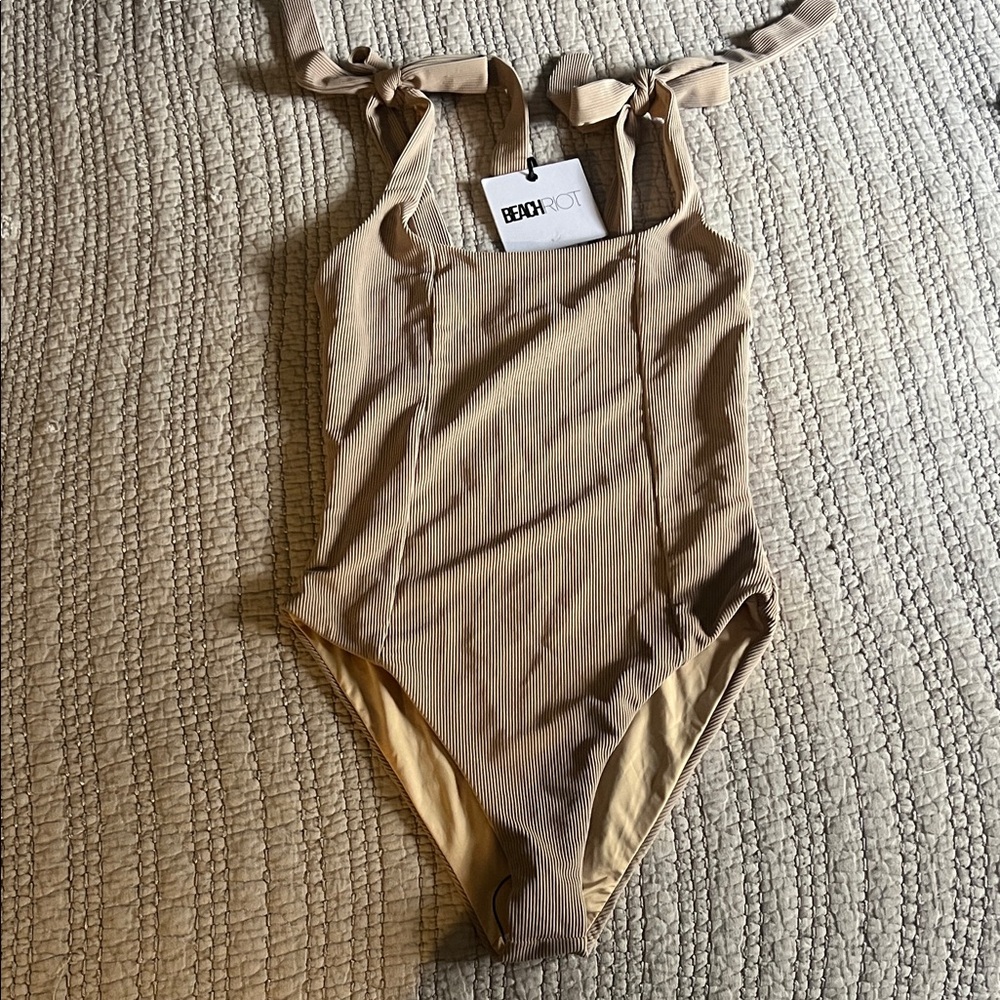 Beach Riot Ribbed Tan Swimsuit